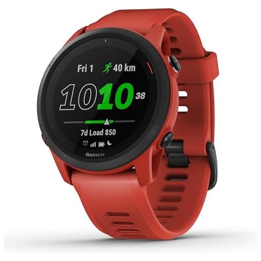 Garmin forerunner 745, gps per la corsa, display mip da 1,2, distanza, passo, cardio, hrv, vo2max, piani gratuiti per 5k, 10k e mezza, musica, pay, notifiche (magma red)