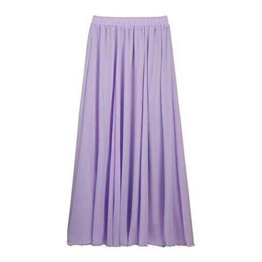 CAMILIFE gonna lunga da donna, in chiffon, gonna da spiaggia, maxirock in chiffon, per l'estate, la spiaggia, la vita quotidiana, le feste, giallo limone (lunghezza gonna: 100 cm), 40-46