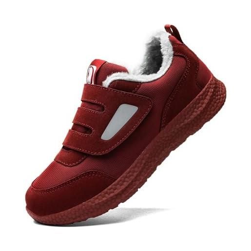 Generico scarpe ortopediche hallux valgus e per diabetici anziani, pantofole invernali imbottite calde antiscivolo, scarpe comode larghe per donna e uomo(red, men6=women7=38eu)