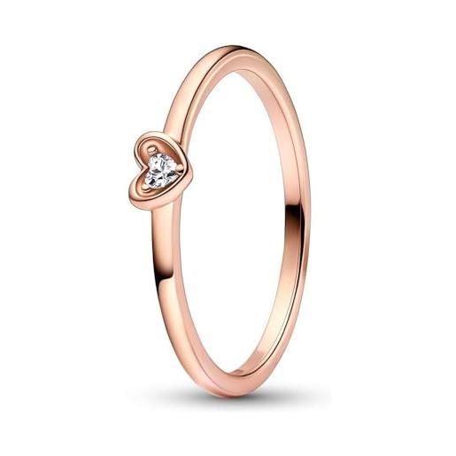 PANDORA anello moments con cuore radiant placcato in oro rosa 14 k con zirconi cubici trasparenti, 48