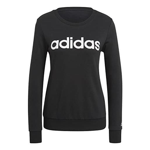 adidas felpa da donna w lin ft swt, nero/bianco, taglia s