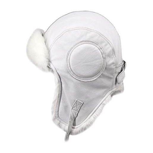 Insun cappello da aviatore pelle di pecora berretto antivento invernale cappelli per uomini e donne bianca m