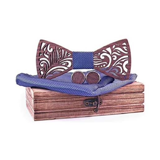 SET PRODUCTS [ effetto garantito ] papillon in legno fatto a mano | elegante, moda e tendenza | diversi modelli e colori disponibili | dimensione regolabile (marrone 95)