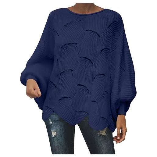 GMQWRK maglione oversize da donna con maniche a pipistrello girocollo manica lunga orlo irregolare pullover in maglia casual vestibilità ampia top lavorato a maglia maglione camicie felpe maglieria