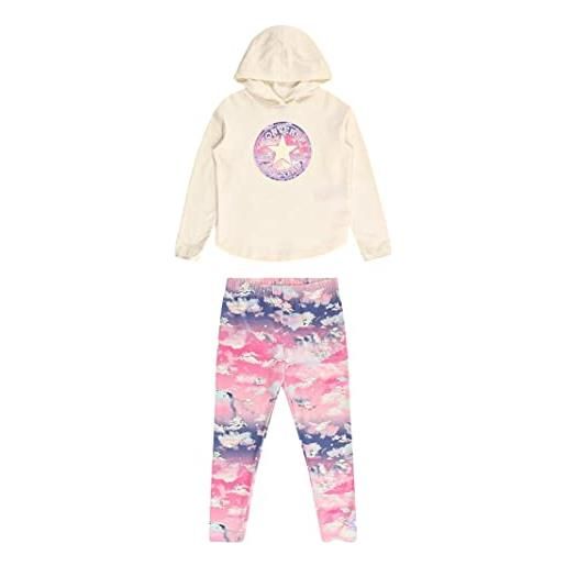 Converse tuta multicolor da bambina con felpa e leggings, 4-5 anni