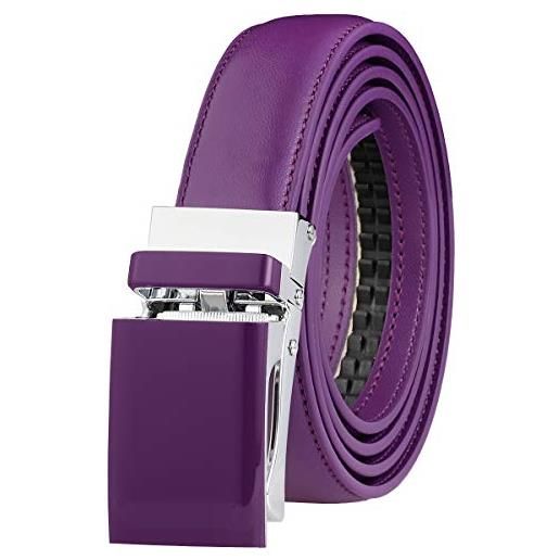 Falari - cintura a cricchetto automatica, per donne e ragazzi, in vera pelle, multicolore - rosa - m/86 cm