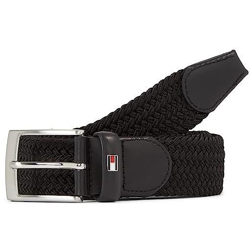 Tommy Hilfiger uomo cintura new adan belt 3.5 cintura in tessuto, nero (black), 115 cm