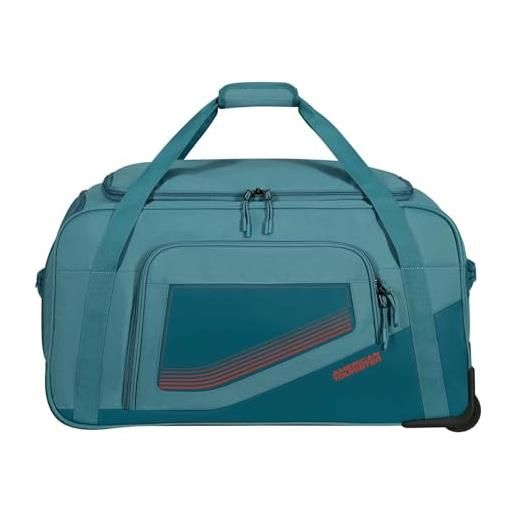 American Tourister city racer - borsone con ruote 68 cm, 98 l - ampio spazio & scomparto scarpe separato - idrorepellente, manici multipli, resistente - blu (petrol)