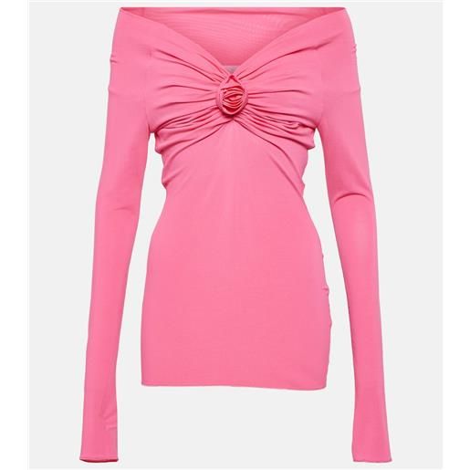 Blumarine top in jersey con scollo bardot