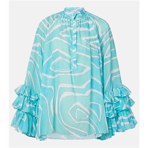 Pucci blusa marmo in cotone con volant