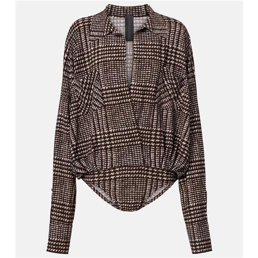 Norma Kamali body principe di galles a quadri