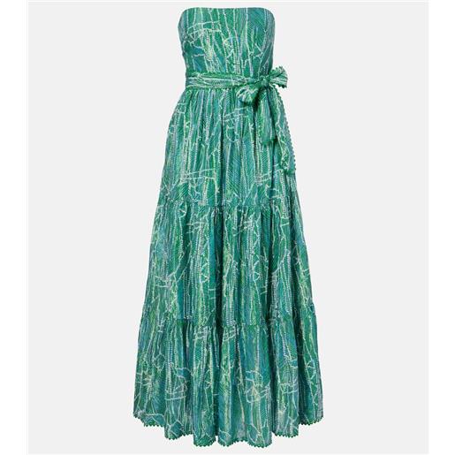 Poupette St Barth abito lungo thelma in misto cotone con stampa