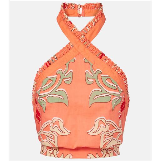 Poupette St Barth top cropped suma in cotone con stampa