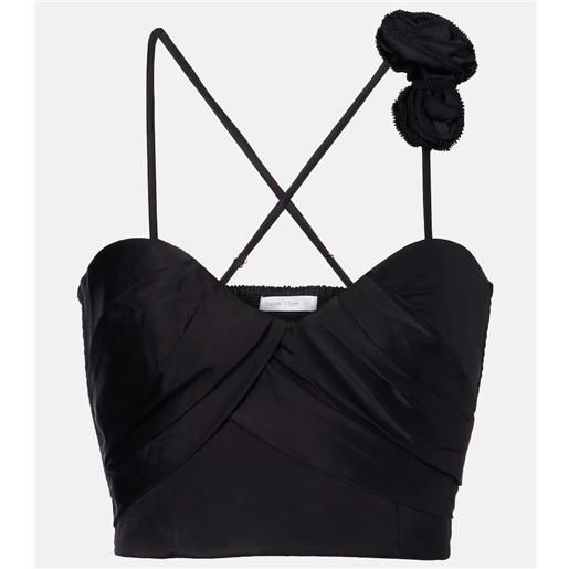 Poupette St Barth top cropped palmire con applicazioni floreali