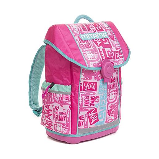 Mitama - zaino upside girl bunny, scuola elementare, ergonomico, super organizzato, impermeabile, schienale imbottito, 24 litri