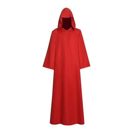 YOSUWOAI mantello per donna uomo halloween cosplay poncho con cappuccio medievale lungo maxi mantello sciolto outwear party party vestito retrò halloween carnevale costume, o rosso 1, 3xl