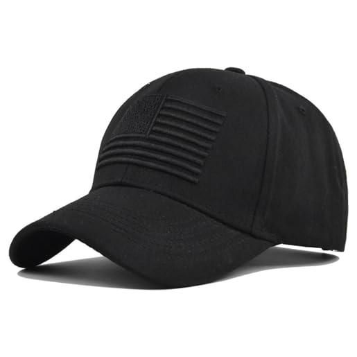 Cot-Oath cappelli da baseball da donna, cappello da camionista con bandiera americana, unisex, cappello tattico usa berretto vintage per uomo, nero, taglia unica
