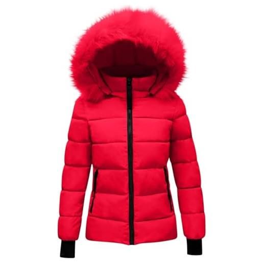 ORANDESIGNE giubbotto donna invernale piumino leggero giacca caldo con cappuccio collo di pelliccia giubbino slim fit parka a bianco s