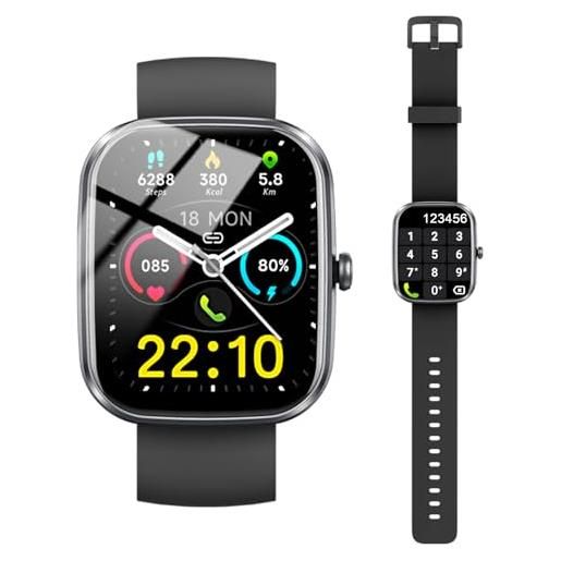 Kuizil 2025 nuovo smartwatch uomo donna chiamate bluetooth, 1.91 orologio smart watch con sonno/cardiofrequenzimetro/spo2/contapassi/115+ sportive, fitness tracker compatibile con xiaomi i. Phone samsung ecc. 