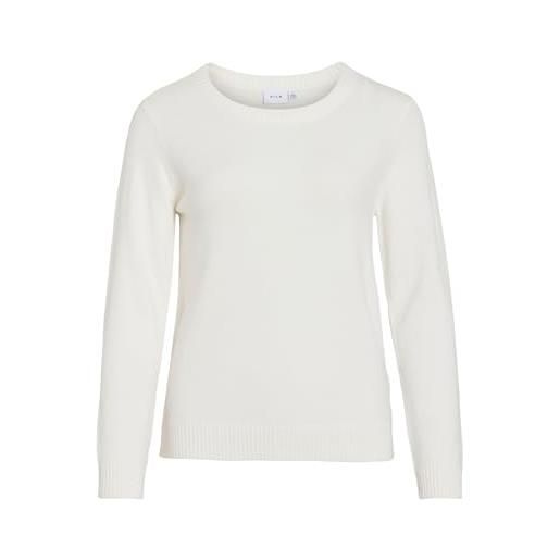 Vila donna viril l/s o-neck knit top-noos maglione not applicable, alyssum bianco, xs
