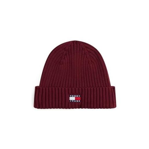 Tommy Jeans tjm heritage core beanie am0am13669 berretto, red (red wine), taglia unica adulto