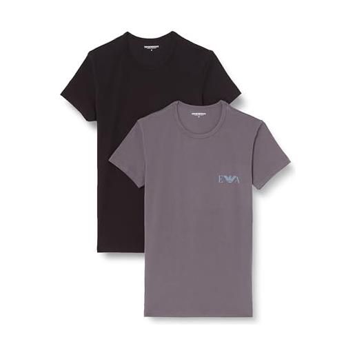 Emporio Armani bold monogram crew neck 2-pack t-shirt, nero/magnete, s men's