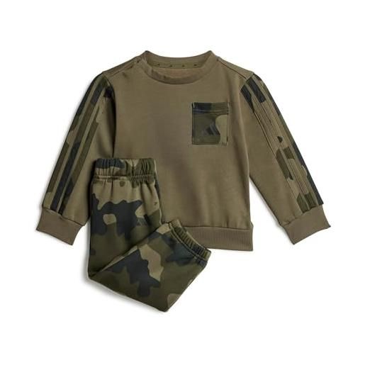 adidas mixte bébé seasonal essentials infants camo fleece jogger set in french terry, olive strata/black, 6-9 months