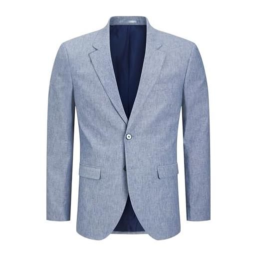 JACK & JONES jprriviera linen blazer slim fit sn, blu náutico, 54