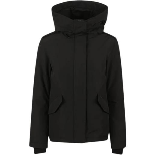 Woolrich giacca donna imbottita in ramar cloth con cappuccio nero xs, s, m