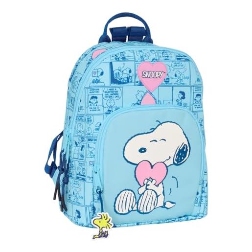 safta snoopy love - mini zaino per uso quotidiano, ideale per bambini di diverse età, comodo e versatile, qualità e resistenza, 25 x 13 x 30 cm, blu chiaro, m, casual