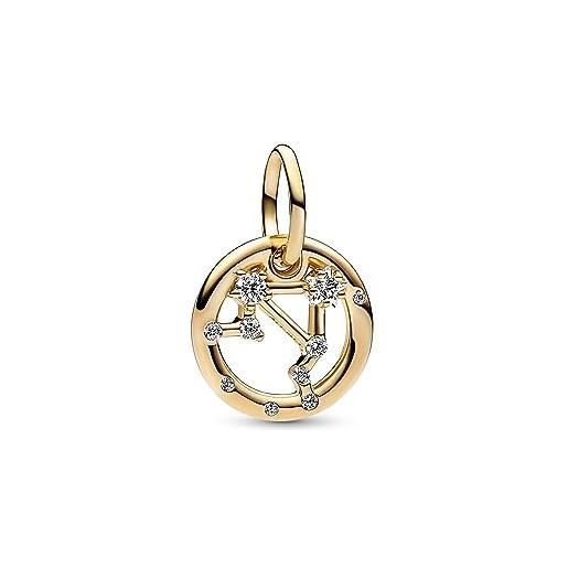 PANDORA pendente moments con segno zodiacale della bilancia placcato in oro 14 carati con zirconi cubici trasparenti