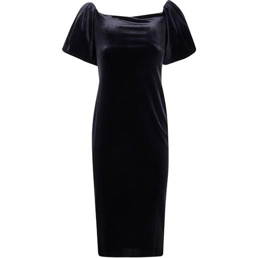 Lauren Ralph Lauren abito midi con maniche a palloncino - nero