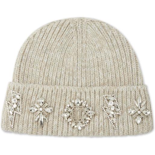 Philipp Plein berretto con spilla - toni neutri