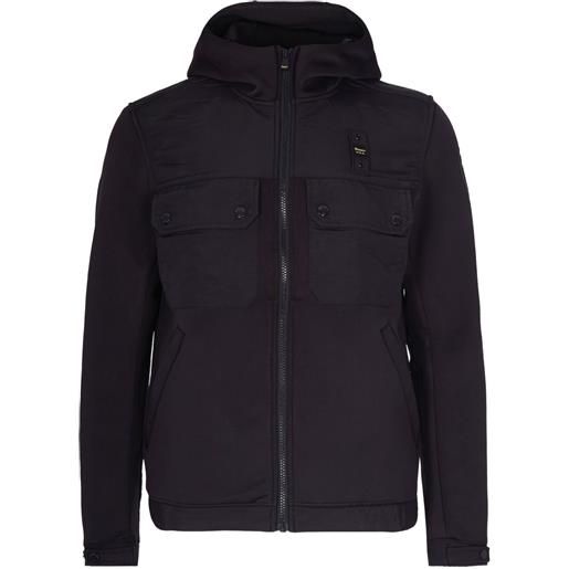 Blauer cappotto con cappuccio e tasche - nero