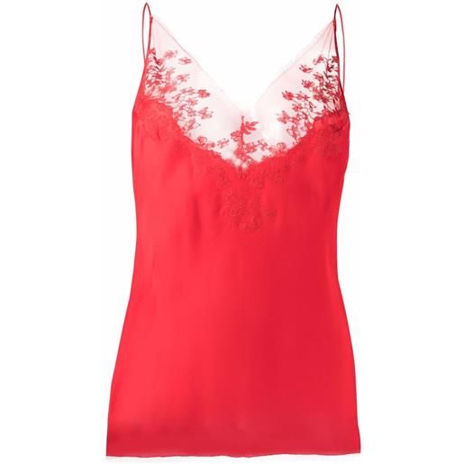 Carine Gilson top con ricamo a fiori - rosso
