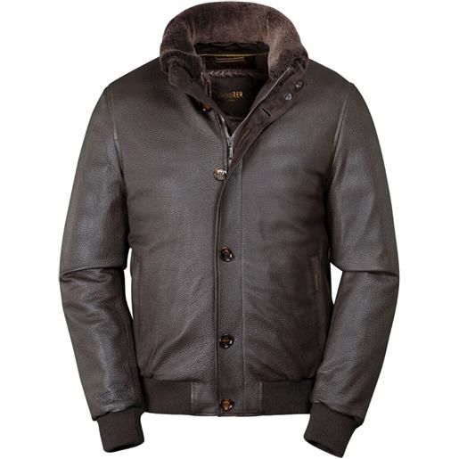 Moorer giacca cleros-p1 con colletto in pelliccia - marrone