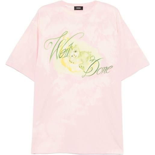 We11done t-shirt con stampa - rosa