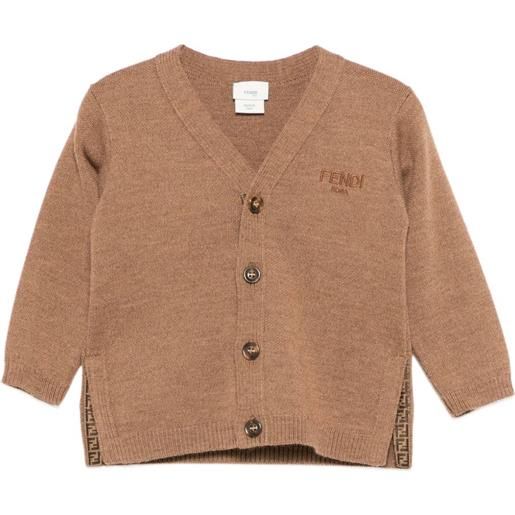Fendi Kids cardigan con bottoni e logo - marrone