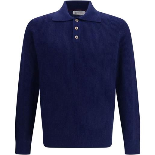 Brunello Cucinelli polo a maniche lunghe - blu