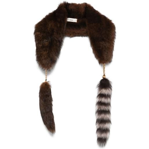 Chloé sciarpa in shearling - marrone