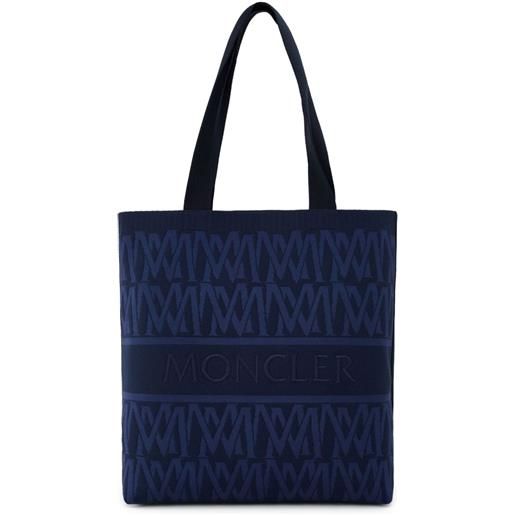 Moncler Enfant borsa tote con monogramma jacquard - blu