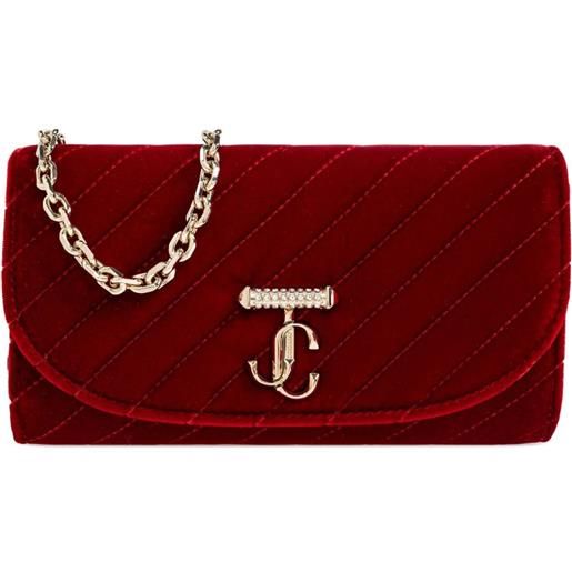 Jimmy Choo clutch in velluto con logo - rosso