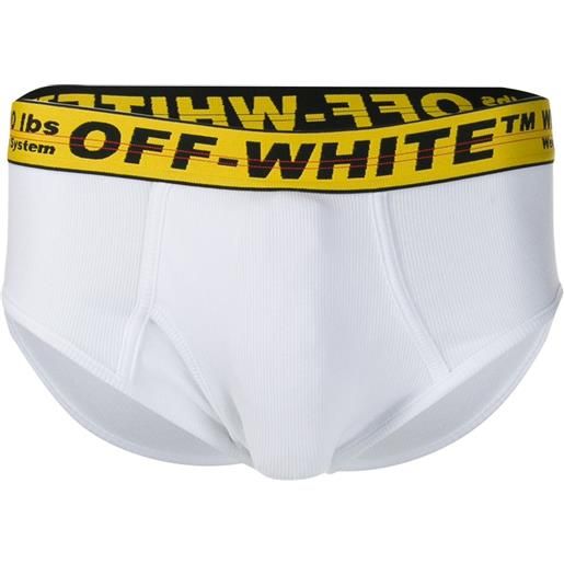 Off-White slip con banda logo - bianco
