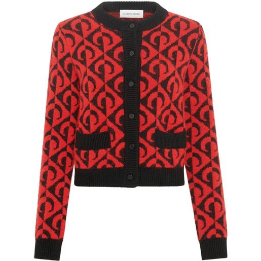 Marine Serre cardigan moon con motivo a losanga - rosso