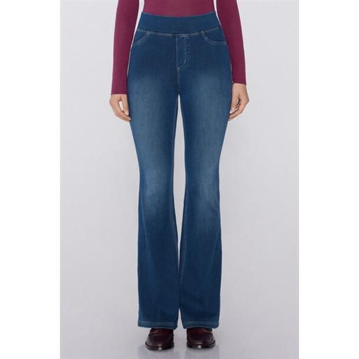 Tezenis pantaloni lunghi flare soft flex denim donna blu
