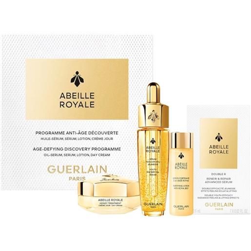 GUERLAIN cura-della-pelle abeille-royale-cura-anti-eta. Set di scoperta youth watery oil serum 15 ml + fortifying lotion with royal jelly 15 ml + honey treatment day cream 15 ml + advanced double r serum 7 x 0,6 ml 1 stk. (106,95 € / 1 pz. )