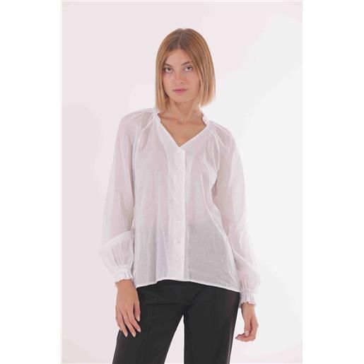 Giò Fashion Bacoli camicia over con rouches su collo in mussola di cotone mimì muà