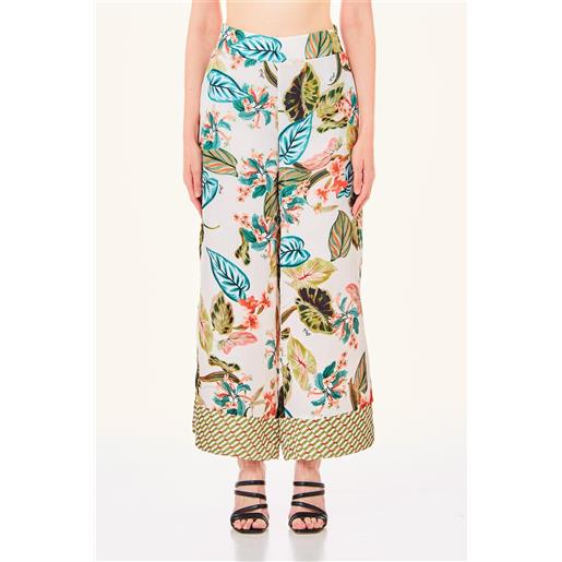 LIU JO pantalone con fantasia tropicale liu jo
