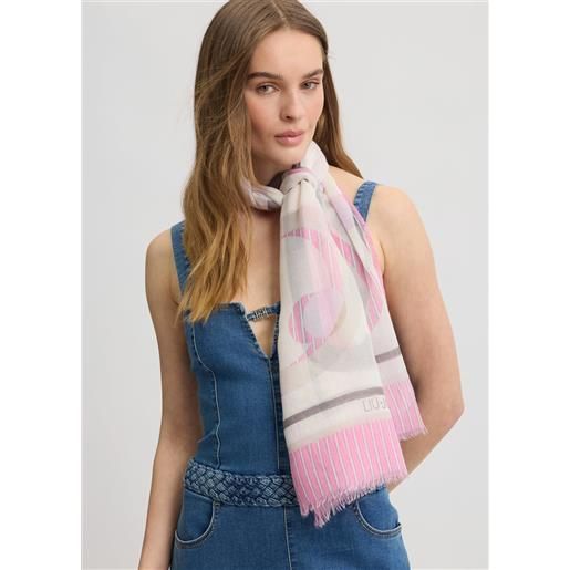 LIU JO foulard donna liu jo con grafica artistica e frange decorative