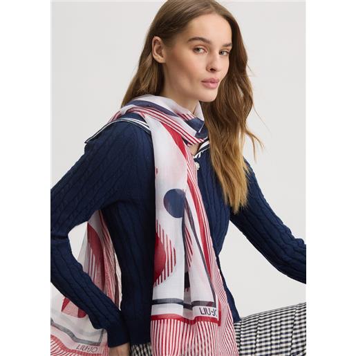 LIU JO foulard donna liu jo con grafica artistica e frange decorative